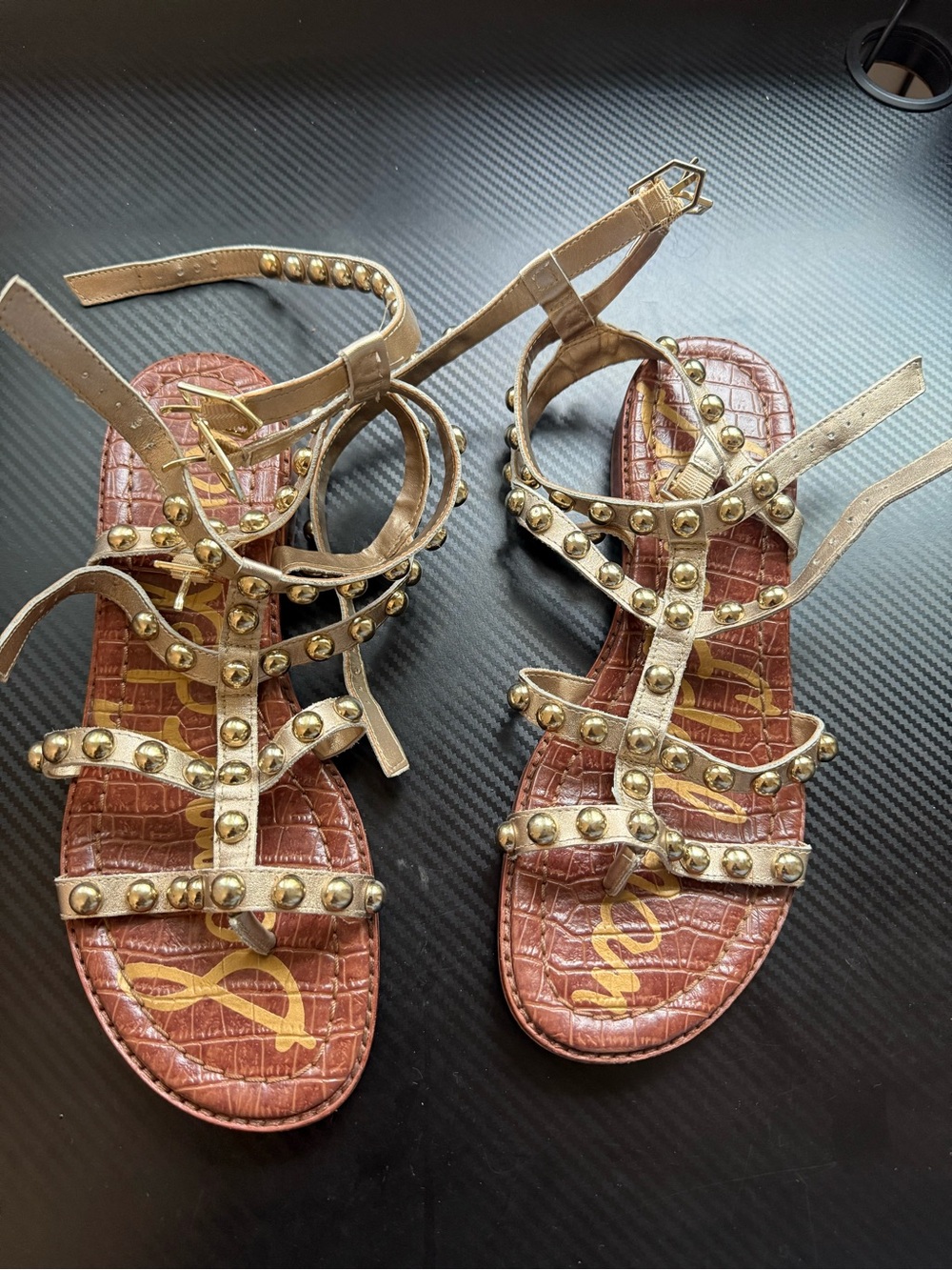 Sam Edelman Gold Studded Strappy Sandals